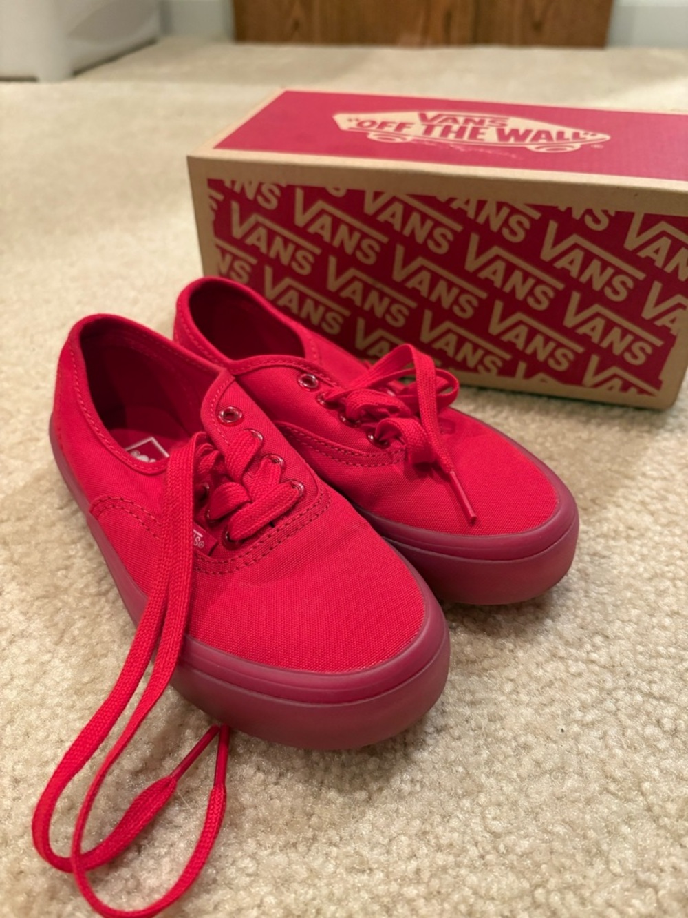 Kids Vans Red Canvas Low-Profile Sneakers